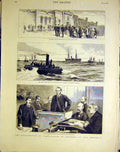 Original Old Antique Print Carey Assasination O'Donnell Port Elizabeth 1883 19th