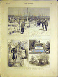 Original Old Antique Print Egypt English Cemetery Tel-El-Kebir Fielding Taunton
