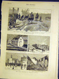 Original Old Antique Print German Manoeuvres Field Battery Woolwich Arsenal 1883