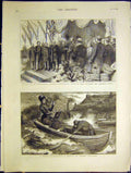Old Antique Print International Fishery Exhibition Sketch Quebec Harbour