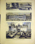 Old Antique Print House Assembly Capetown Wafrica Forum Rome Bombay 1883 19th