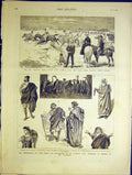 Old Antique Print Egyptian Army Cavalry Cambridge University Theatre 1883 19th