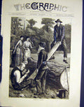 Original Old Antique Print Bearer Waits Message Ladies Tennis See-Saw Hall 1883