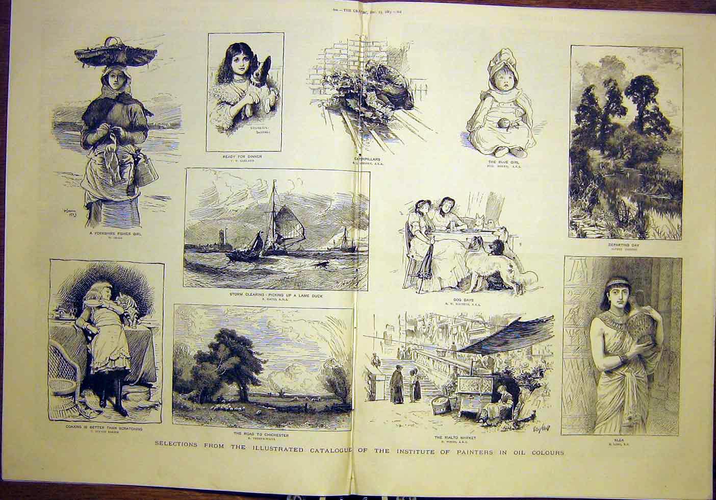 Original Old Antique Print Illustrated Catalogue Institute Painters Oil 1883