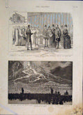 Original Old Antique Print Hospital Marylebone Crystal Palace London 1886 19th