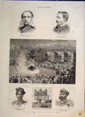 Old Antique Print Portrait Holkar Kellner Dunsford Maharajah Indore 1886 19th