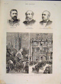 Original Old Antique Print Boulanger Burstal Knight Canterbury 1886 Victorian