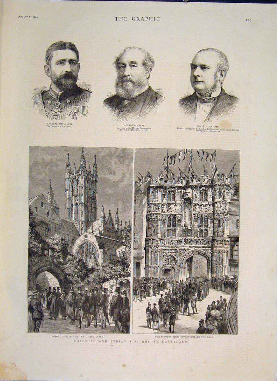 Original Old Antique Print Boulanger Burstal Knight Canterbury 1886 Victorian