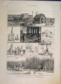 Old Antique Print Loon Lake Ladies Camping Washinton Mountain Mines 1886 19th