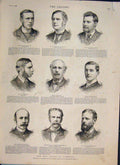 Original Old Antique Print Portrait House Commons Parliament New Members 1886