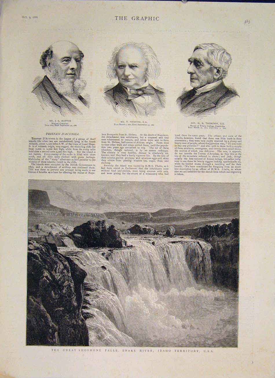 Old Antique Print Hatton Webster Thompson Snake River Idaho America 1886 19th