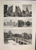 Original Old Antique Print Holland Amsterdam Hague Haarlem Hoorn Delft 1886