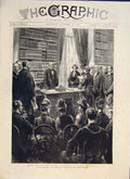 Original Old Antique Print Irish Ladies Gladstone Hawarden Castle Ireland 1886