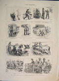 Original Old Antique Print Bugler Bugle Sketches Dairy Show Islington 1886 19th
