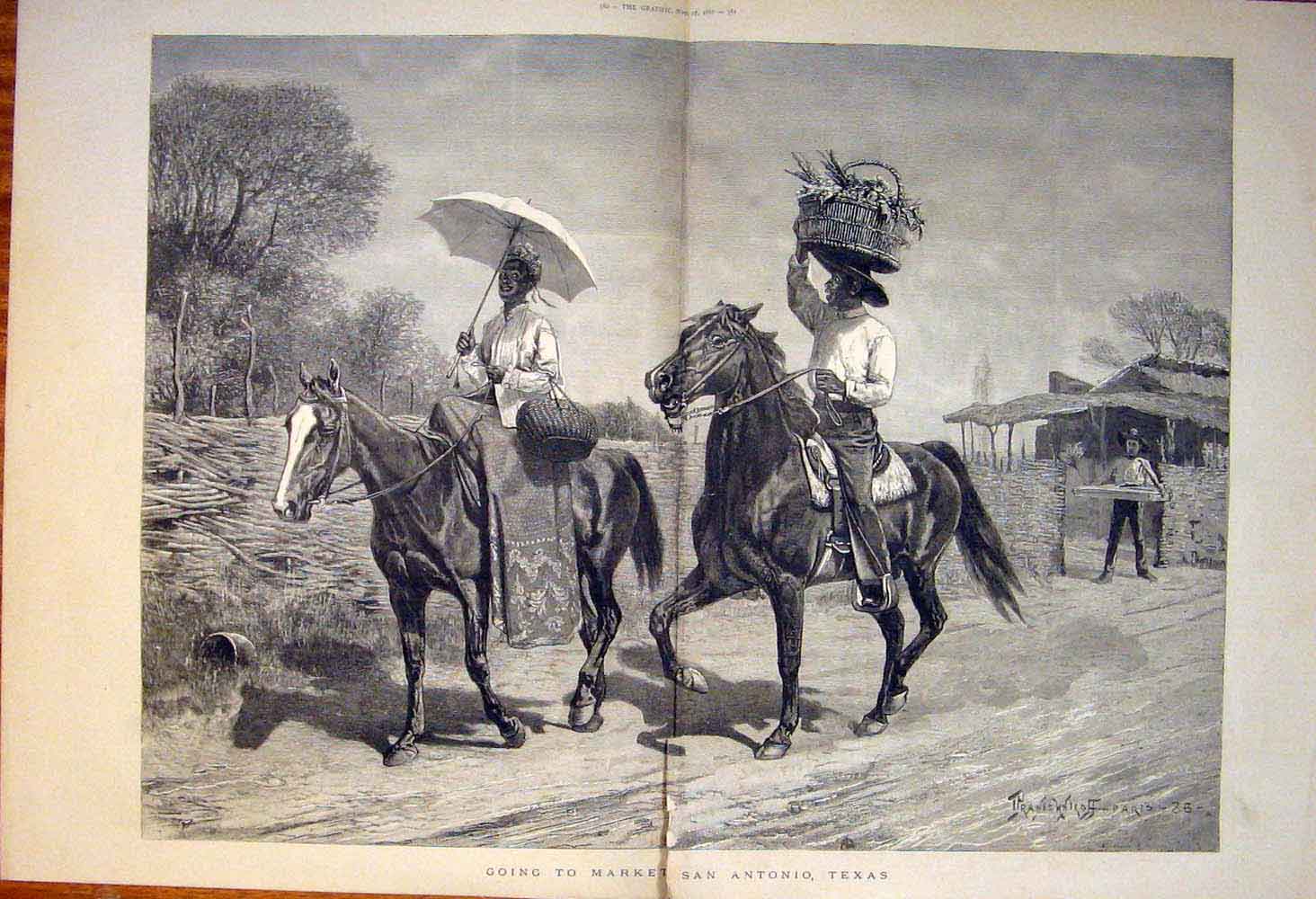 Old Antique Print Market San Antonio Texas United States America 1886 Nr 19th