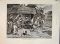 Original Old Antique Print Art Students Holiday Parker Farm Chickens Artist 1886