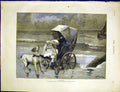 Original Old Antique Print Danger Rossi Dog Child Baby Pram Sea Beach 1887 19th