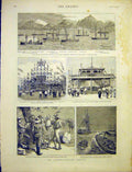 Original Old Antique Print Queen Jubilee Australia Perak Straits Chili 1887 19th