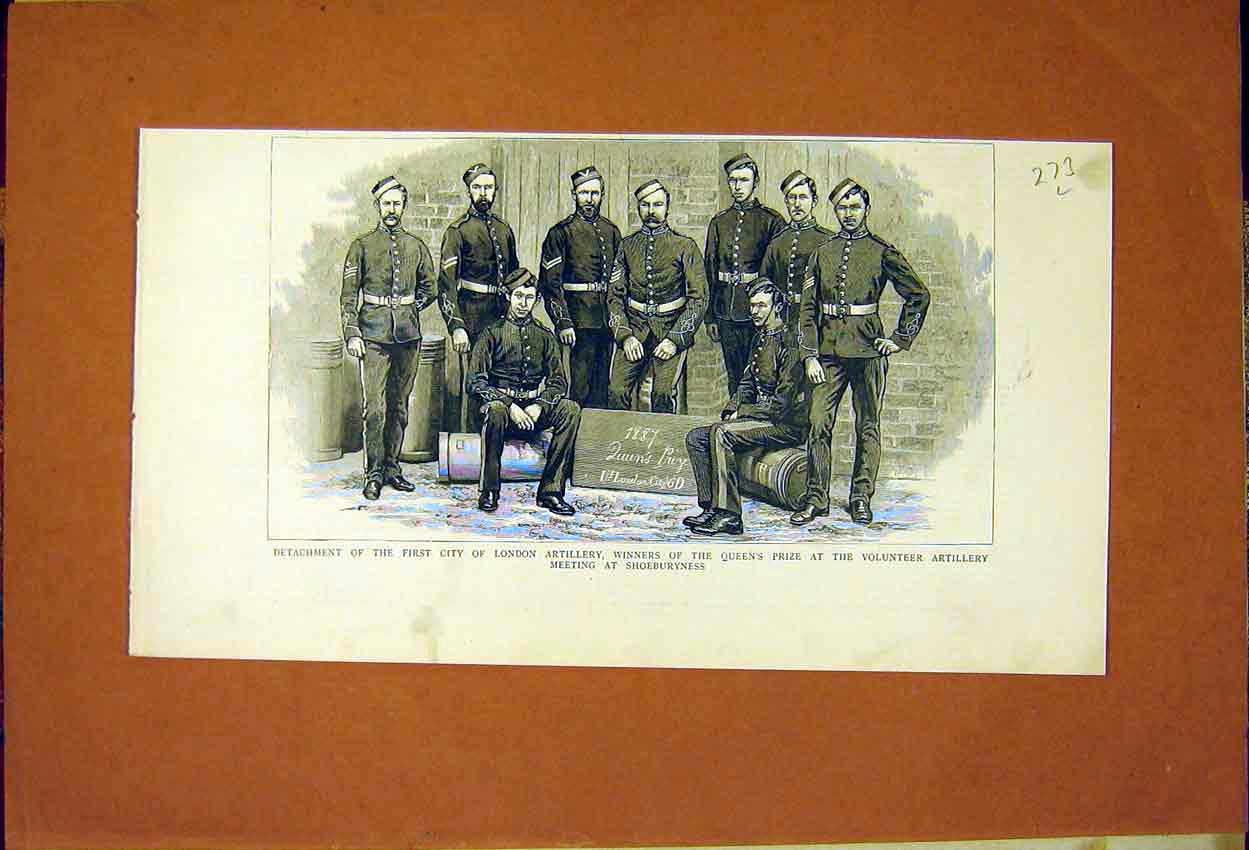 Old Antique Print London Artillery Volunteer Shoeburyness Queen'S Prize