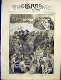Original Old Antique Print Fete People'S Palace East London Sketch 1887 19th