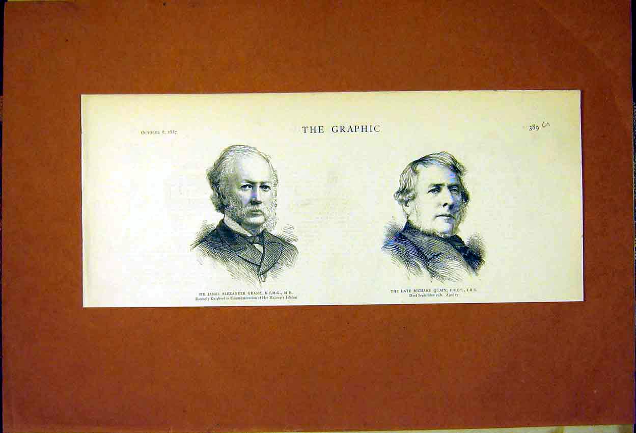 Original Old Antique Print Portrait Grant Knight Queen Jubilee Quain 1887 19th