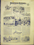 Original Old Antique Print Norfolk Nooks Tandem Staniland Trip Sketches 1887