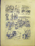 Original Old Antique Print West Indian Mail Sketches Postman 1887 19th
