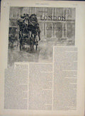 Original Old Antique Print London Omnibus Fleet Street St Dunstan'S 1889 19th