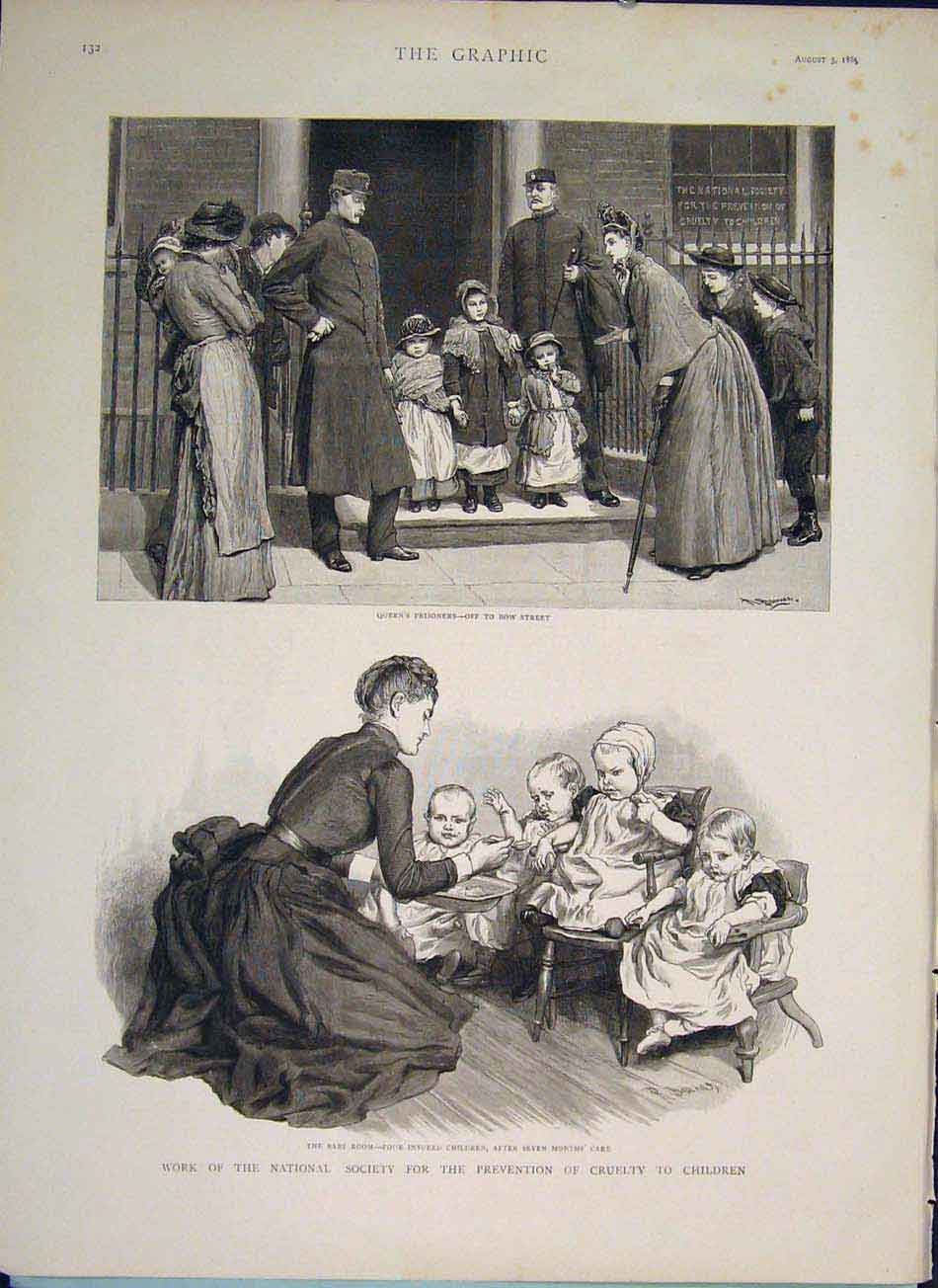 Original Old Antique Print Quenn'S Prisoners Bow Street Society Cruelty Children