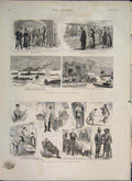 Original Old Antique Print Hms Euphrates Navy Fleet Spithead Pier Coaling Ship