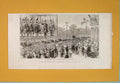 Original Old Antique Print Berlin Emperor Austria Castle Railway Station 1889
