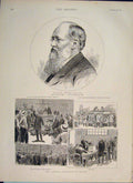 Original Old Antique Print Portrait Collins General Elections France 1889 19th