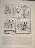 Original Old Antique Print Louvre Romance Sketches Fine Art 1889 19th