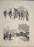 Original Old Antique Print Czar German Emperor Berlin Visit 1889 19th