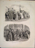 Original Old Antique Print Season Brighton Boat Pier Shelter 1889 19th