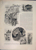 Original Old Antique Print Lausanne Switzerland Church Peasant Cart 1889 19th