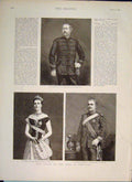 Old Antique Print Portrait Dom Louis King Portugal Amelia Charles I 1889 19th