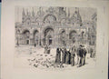 Original Old Antique Print Greek Royal Wedding Venice St Mark'S Pigeons 1889