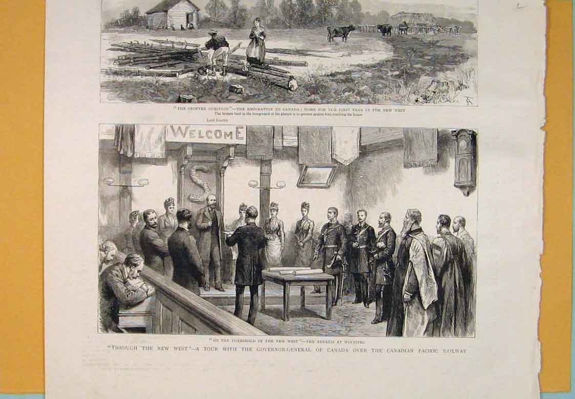 Old Antique Print Canada Canadian Pacific Railway Winni[Eg Crofter 1889 19th