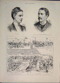 Original Old Antique Print Portrait Guiness Egypt Pyramids Gymkhana Prince Wales