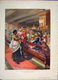 Original Old Antique Print Children Christmas Dinner Troopship Durand 1889 19th