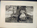 Original Old Antique Print Hatherwell Bench Lady Park Garden Fine Art 1890 19th