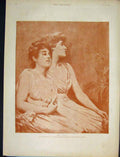 Original Old Antique Print Sepia Two Roses Skipworth Grosvenor Fine Art 1890