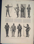 Original Old Antique Print Rotunda Museum Woolwich Armour Edward Cromwell 1890