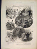 Original Old Antique Print Boarding House Life Sketches 1890 19th