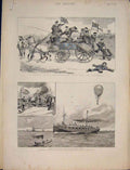 Old Antique Print Sailor Picnic German Naval Manoeuvres Phantom Ship 1890 19th