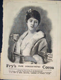 Original Old Antique Print Fry'S Frys Cocoa Fry Advert Drink Beverage 1890 19th