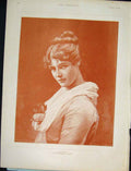 Original Old Antique Print Sepia Gladys Seifert Portrait Lady Fine Art 1890 19th