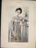 Original Old Antique Print Fireside Fancies Taylor Young Lady Portrait 1890 19th