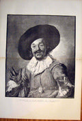 Original Old Antique Print Le Buveur Franz Hals Portrait Head Fine Art 1890
